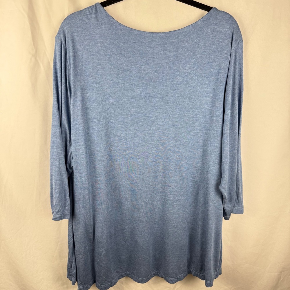 J. Jill Purejill Elliptical Tee Blue 3/4 Sleeve 3X Scoop Neck Relaxed Athleisure - Picture 7 of 7
